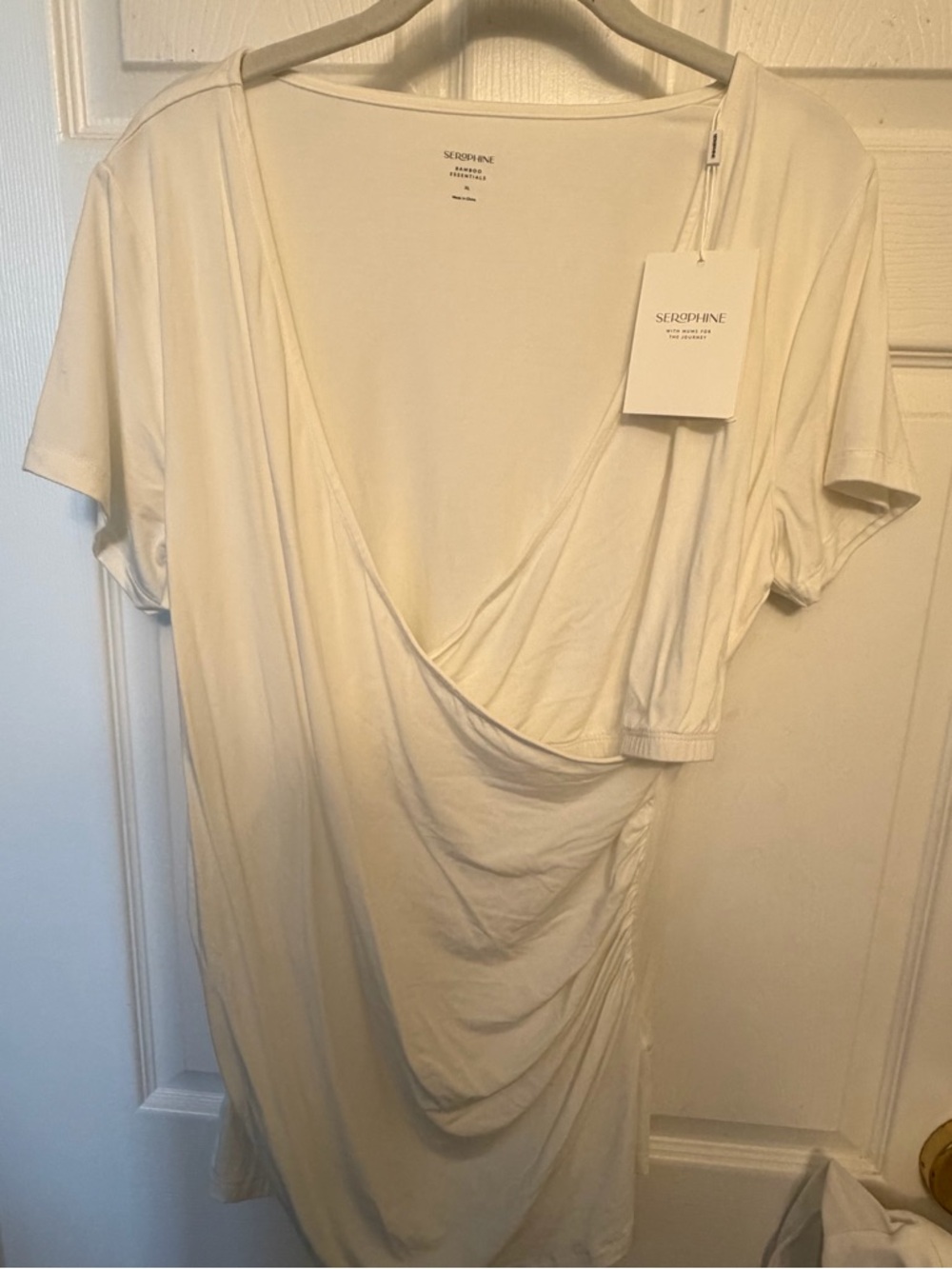 Maternity Seraphine Cream Mock Wrap Top